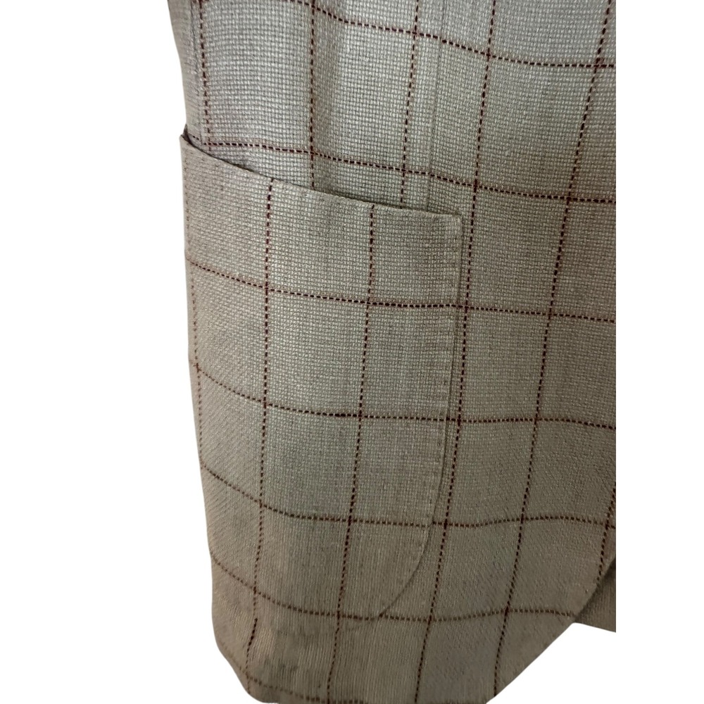 LBM 1911 Beige Checker Casual Men's Coat Summer Jacket Light Fabric Tailored - Picture 8 of 14